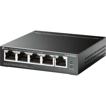 Tp-Link коммутатор TL-SG105MPE, 5x1Gbps, 4xPoE+ 30W, PoE 120W, VLAN, веб-управление (TL-SG105MPE)