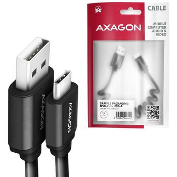 Axagon кабель USB-C к USB-A BUCM-AM10TB 0.6м, 1 USB-C, 1 USB 2.0, черный, 3A, плетеный (BUCM-AM10TB)