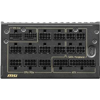 Msi Datora barošanas bloks MEG AI1600T PCIE5, 1600W, 100-240V, 80 PLUS Titanium, pilnībā modulārs, melns (MEG AI1600T PCIE5)