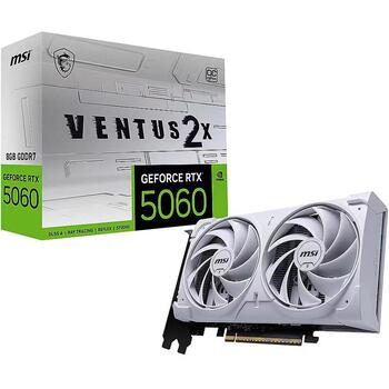 Msi Видеокарта GEFORCE RTX 5060 8G VENTUS 2X OC WHITE, 8 ГБ, GDDR7, 128 бит, 1x HDMI, 3x DP, 145 Вт (GeForce RTX 5060 8G VENTUS 2X OC WHITE)