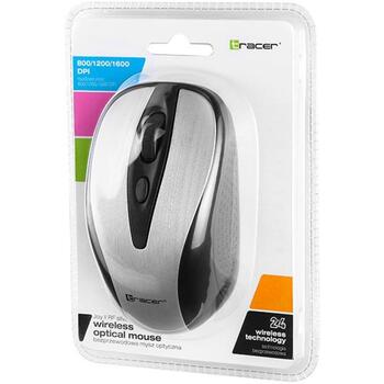 Tracer TRAMYS46709 Joy II RF USB, беспроводная оптическая мышь, 800-1600 DPI, 4 кнопки, 2,4 ГГц, 10 м, симметричная, серебристая (TRAMYS46709)