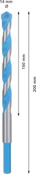 Universāls urbis CYL-9 MC 14x150x200 mm, 1 gab., Triecienurbjmašīnām/triecienskrūvgriežiem, urbjmašīnām/skrūvgriežiem EXPERT CYL-9 MULTI CONSTRUCTION URBIS, 2608901487, BOSCH (2608901487)