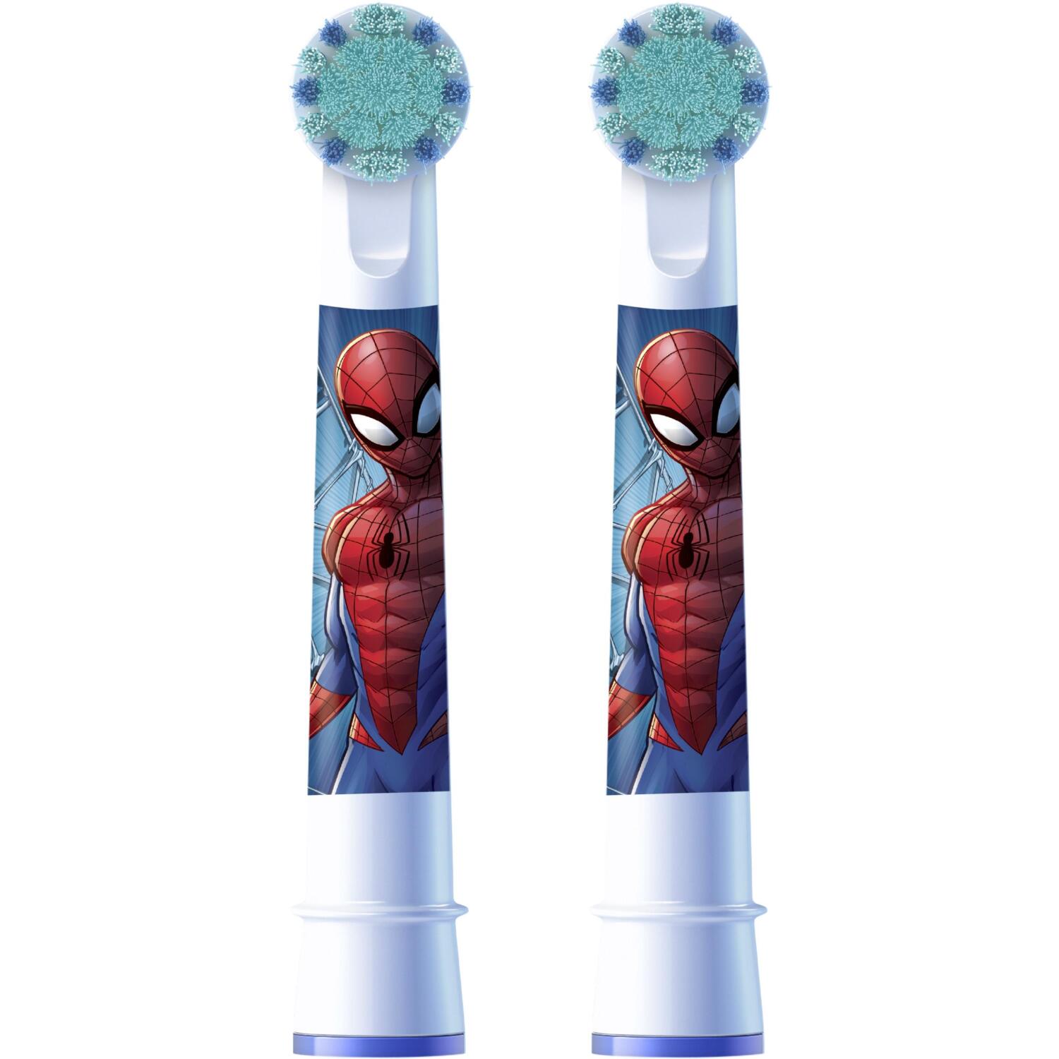Braun elektriskās zobu birstes uzgalis EB10-2 Spiderman EB10S-2K.SPIDERMAN, 2 gab, mīksti sari, bērnu dizains, balts, plastmasa (EB10-2 Spiderman)