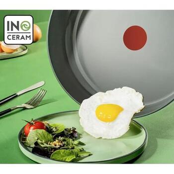 Tefal Сковорода C4260443, 24 см, керамическая, серая, фиксированная ручка, подходит для индукционной плиты (C4260443)