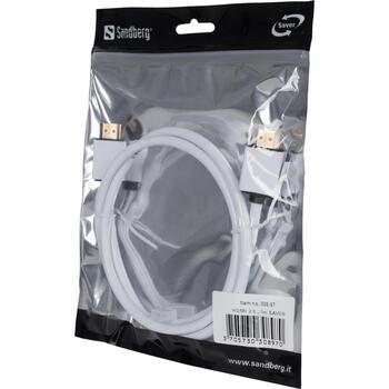 Sandberg 308-97 кабель HDMI 2.0, 1м, 2x HDMI A прямой, штекер, золото, белый (308-97)