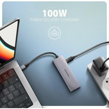 Axagon USB centrmezgls HMC-5H60 5in1, 2x USB 5Gbps, 1x USB-C 5Gbps, 1x HDMI, 100W PD, 0.15m kabelis (HMC-5H60)
