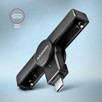 Axagon считыватель смарт-карт CRE-SMPC USB Type-C 480Mbps, 1 слот, 5V, CE, RoHS, черный (CRE-SMPC)