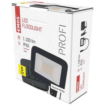 Emos LED прожектор INOVO ZS2612, 10 W, 1100 lm, нейтральный белый, IP65, алюминий, стекло, 120°, 50 000 часов (ZS2612)