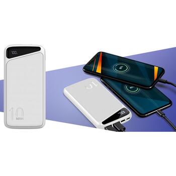 Navitel PWR10 MX White, 10000mAh, 3.7V, 37Wh, 2xUSB-A, divvirzienu USB-C, mikro-USB, aizsardzība pret pārlādēšanu (PWR10 MX White)