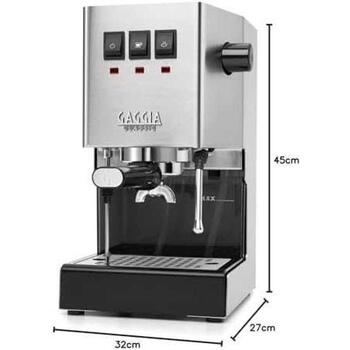 Gaggia кофемашина RI9481/11 Classic E24, 15 бар, 2.1 л, взбиватель молока, полуавтоматическая, шлифованная нержавеющая сталь (RI9481/11)