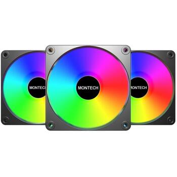 Montech Datora korpuss ventilators GF120 V2 ARGB PWM 3I1(B), 120mm, 1600RPM, 73.1cfm, HDB, RGB kontrolieris iekļauts (GF120 V2 ARGB PWM 3I1(B))