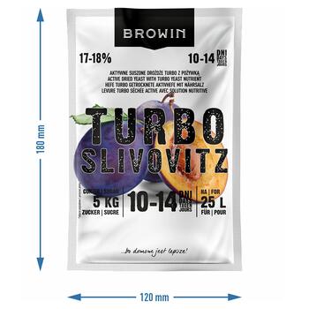 Browin Turbo slivovitz дрожжи 403155, 62 г, 25 л, 5-7 дней, высокое содержание алкоголя (403155)