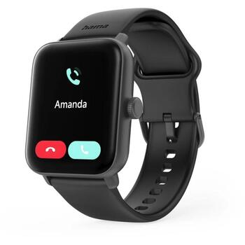 Hama смарт-часы 00178619, 1.65'', IP68, 7 дней, Bluetooth, Android, Apple, черный (00178619)