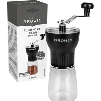 Browin 320500 manuālā kafijas dzirnaviņas, 30g, keramikas dzirnakmens, noņemams rokturis (320500)