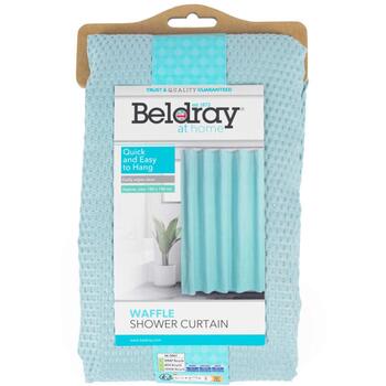 Beldray Шторка для душа LA035655FAS, 180x180см, синий, 12 крючков, вафельный узор (LA035655FAS)
