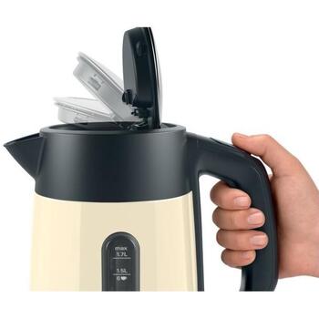 Bosch Чайник TWK4P437, 2400 Вт, 1.7 Л, нержавеющая сталь, бежевый, автоматическое отключение, индикатор уровня воды (TWK4P437)
