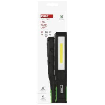 Emos Рабочий светильник P4544, 800 лм, 2000 мАч, COB LED + SMD LED, 3 режима, IP54, 2 крючка, 2 магнита (P4544)
