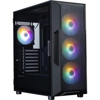 Zalman I3 NEO V2 BLACK, ATX vidējais torņa korpuss, 4x120mm RGB ventilatori, melns (I3 NEO V2 BLACK)
