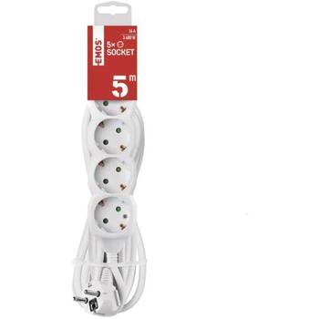 Emos Удлинитель P0525R, 5 м, 5× 2P + PE GERMAN, белый, ПВХ, 3 680 Вт, защита от детей (P0525R)