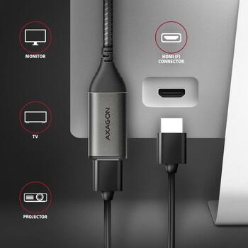 Axagon Видео Кабельный Адаптер RVC-HI2M 0.25m USB Type-C на HDMI 2.1a 4K/60Hz HDR10, 23g, 65x22x10mm (RVC-HI2M)