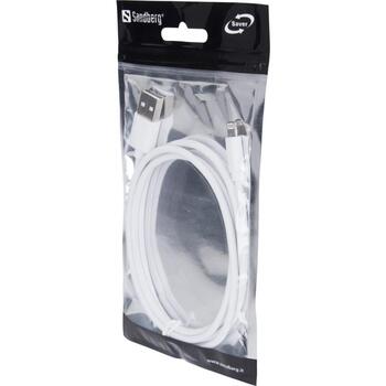 Sandberg USB>Lightning kabelis 340-75, 1m, balta krāsa, USB, Apple Lightning (340-75)