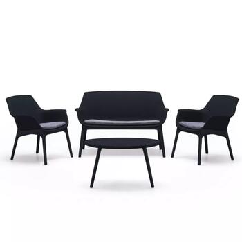 Bica Dārza mēbeļu komplekts Luxor Lounge Set 1690774, pelēks, 4-vietīgs, PP ar stikla šķiedru, saliekams (1690774)