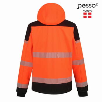 Pesso Hi-vis softshell jaka PALERMOOS, 8000 mm, 5000 g/m²/24 h, 100% poliesteris, regulējami piedurkņu gali (PALERMOOS)