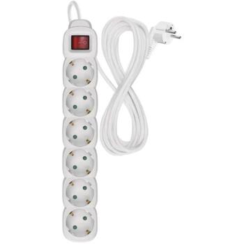 Emos Удлинитель P1625R, 5м, 6x2P+PE, выключатель, ПВХ, 3680Вт, защита от детей (P1625R)