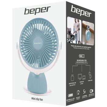 Beper Мини вентилятор P206VEN420, 10W, 2000mAh, 3 скорости, ABS, Ø14,5см, перезаряжаемый, регулируемый наклон (P206VEN420)