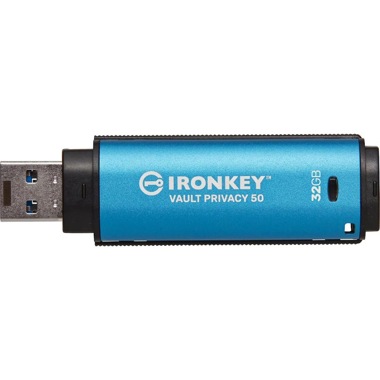 Kingston USB флеш-накопитель IKVP50/32GB, 32GB, USB 3.2 Gen 1, 250MB/s чтение, 180MB/s запись, аппаратное шифрование AES-256 XTS (IKVP50/32GB)
