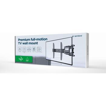 Gembird sienas stiprinājums WM-58ST-01, atbalsta 32-58'' televizorus, VESA 100x100-400x400 mm, 36.4 kg (WM-58ST-01)
