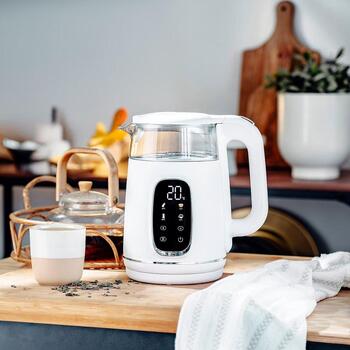 Adler электрический чайник AD 1305ws, 2200 W, 1.7 L, 40-100 °C, автоматическое отключение, LED дисплей, фильтр от накипи (AD 1305ws)