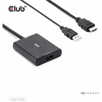 Club3D адаптер CAC-1335, HDMI 1, USB 2.0 1, DisplayPort 1, 4K 120Hz, 8K 30Hz, USB 5V/1.5A (CAC-1335)