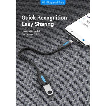 Vention USB 2.0 C мужской на A женский OTG кабель 0.15м черный, 0.15м, 480Мбит/с, прямой разъем (CCSBB)