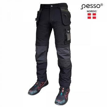 Pesso Taurus Stretch рабочие брюки KD165B_C56, черные, C56, Ripstop 94% нейлон/6% спандекс, Cordura, STONE GUARD (KD165B_C56)