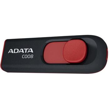 Adata USB флешка C008 AC008-64G-RKD, 64 GB, USB Type-A, черный/красный, пластик, Plug and Play (AC008-64G-RKD)