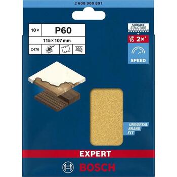 Bosch Expert C470 slīploksne 2608900891, 115x107mm, G60, 6 caurumi, 10 gab., kokam (2608900891)