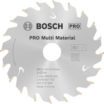 Standard MultiMaterial 85x15x1.5/1.0x30T, Rokas ripzāģiem PRO MULTI MATERIAL CORDLESS RIPZĀĢA ASMENS, 2608837752, BOSCH (2608837752)