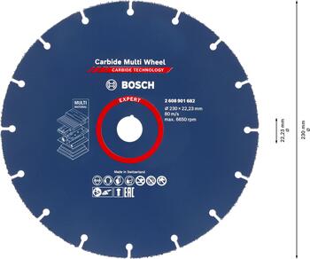 Karabīda daudzfunkcionālais griešanas disks lieliem leņķa slīpmašīnām, 230 mm, 22.23 mm urbums, 2608901682, BOSCH (2608901682)