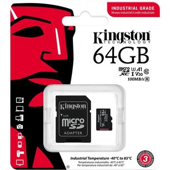 Kingston карта памяти SDCIT2/64GB, 64 ГБ, A1, V30, UHS-I, Class 10, microSDXC, SD адаптер (SDCIT2/64GB)