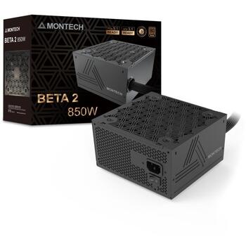 Montech BETA 2 850W, ATX barošanas bloks, 850W, 100-240V, 50/60Hz, 80 PLUS Bronze, ATX 3.1, 12cm ventilators, HDB, 20+4 pin (BETA 2 850W)