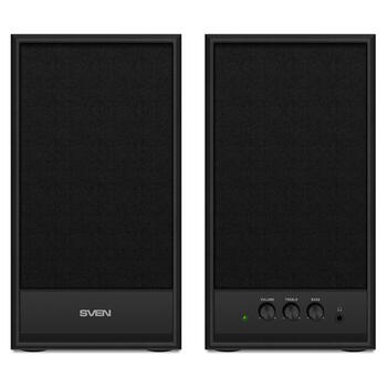Мультимедийные 2.0 колонки SPS-702 40 W RMS 40 Hz-22 kHz с регулировкой тембра/громкости и разъёмом для наушников Чёрные SV-0120702BL SVEN (SV-0120702BL)