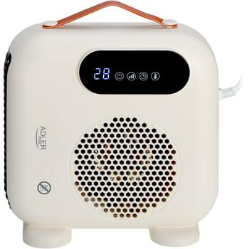 Adler вентиляторный обогреватель AD 7756, 2000 Вт, 2 кВт, таймер 1-24 ч, LED, пульт ДУ, IPX0, бежевый, защита от перегрева (AD 7756)