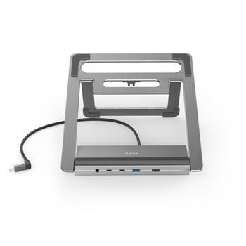 Hama Подставка для ноутбука 00200139, 12 портов, 100 Вт, 10 Гбит/с, 4K, MST, Gigabit Ethernet, алюминий (00200139)