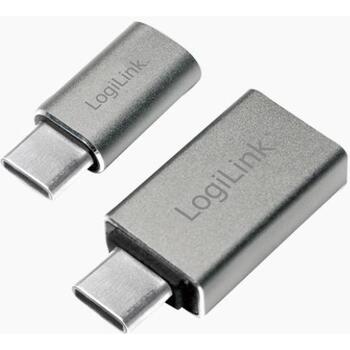 Logilink USB адаптер AU0040, USB 3.1 C на USB 3.0 A, Micro USB 2.0, 2 шт, алюминий, Plug and Play (AU0040)