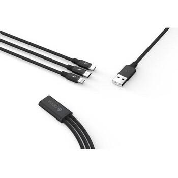 Devia USB кабель 102010334151, 1,2м, 2A, Lightning, Type-C, MicroUSB, нейлон, алюминий, быстрая зарядка (102010334151)