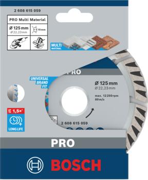Dimanta grieš. disks * Universal 125x22.23 mm, Mazām leņķa slīpmašīnām PRO MULTI MATERIAL DIMANTA GRIEZĒJDISKS, 2608615059, BOSCH (2608615059)
