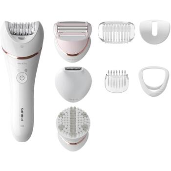 Philips 8000 sērijas epilators BRE735/00, 5.4W, 2 ātrumi, 32 pincetes, 70400 RPM, slapjai un sausai lietošanai, bezvadu (BRE735/00)