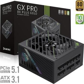 Gamemax barošanas bloks GX PRO 1050G, 1050 W, Zelts, Pilnībā modulārs, 110-240 V, 135 mm ventilators (GX PRO 1050G)