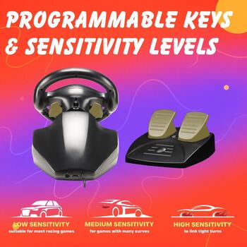 Subsonic Руль SV 250-S SA5578-1, 22см, 180°, 2 педали, проводной, двойная вибрация, PS4, PS3, XBOX ONE, ПК, SWITCH (SA5578-1)